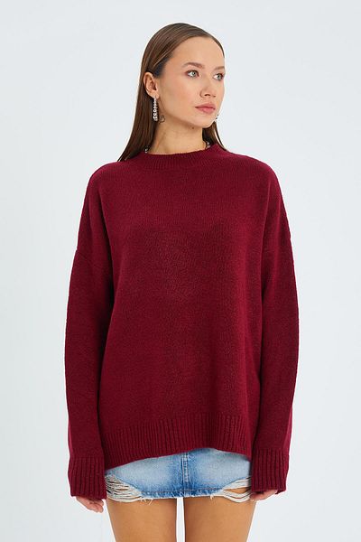 Mixray Pulover din tricotaj roșu Claret model 6913 - textura liberă și moale