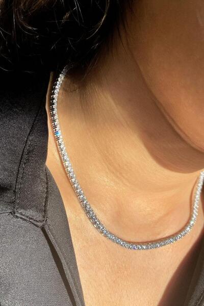 Spossy Silver Jewelry 925 Ayar Gümüş, 3mm +A Kalite Zirkon Taşlı, Pırlanta Ki...