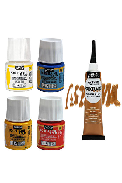 Anka Art Pebeo Porcelaine 150 Fırınlanabilir Porselen Boyası + Kontür Seti 5l...
