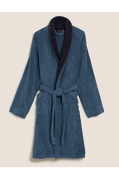 Marks & Spencer Saf Pamuklu Uzun Kollu Havlu Sabahlık