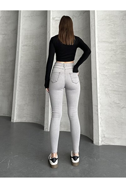 Linarose Γυναικείο γκρι Skinny Skinny Skinny Παντελόνι Jean Colorfast Γυναικείο Jean
