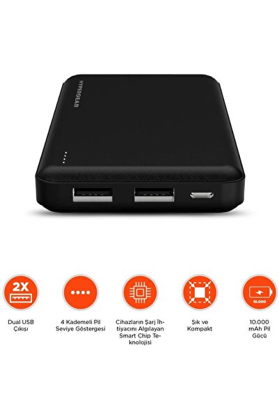 HyperGear 10000 Mah Powerbank Çift Usb Taşınabilir Şarj Cihazı