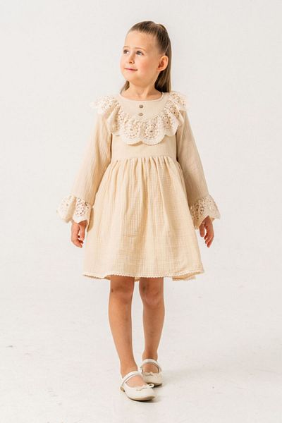 HAUSEkids Φόρεμα για κορίτσια Scallop Guepurie 2-9 ετών - Latte