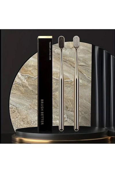 Silpus 2-Pack Silver Gold Toothbrush for Sensitive Gums