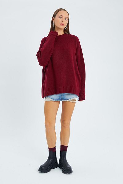 Mixray Pulover din tricotaj roșu Claret model 6913 - textura liberă și moale