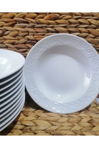 Güral Güral Porcelain Spice Plain 12 Pieces 21 cm Ludding Dish Plate