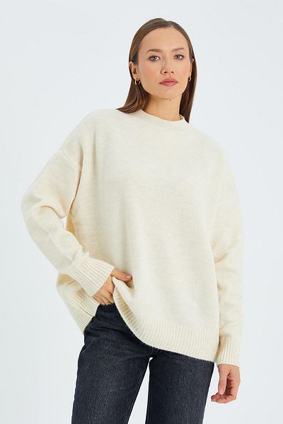Mixray 6913 Model Natural Color Loose Soft Knitwear Women's Sweater