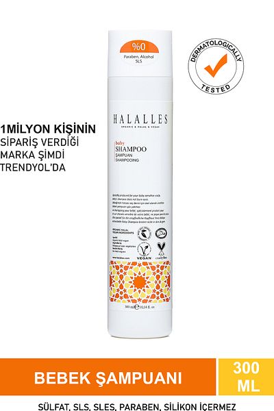 Halalles Baby Shampoo – Non-Stinging Sulfate-Free & Vegan Formula 300 ml