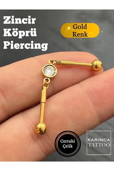 Karınca Piercing Chain Stone Aesthetic Ear Industrial Bridge Piercing (industrial)