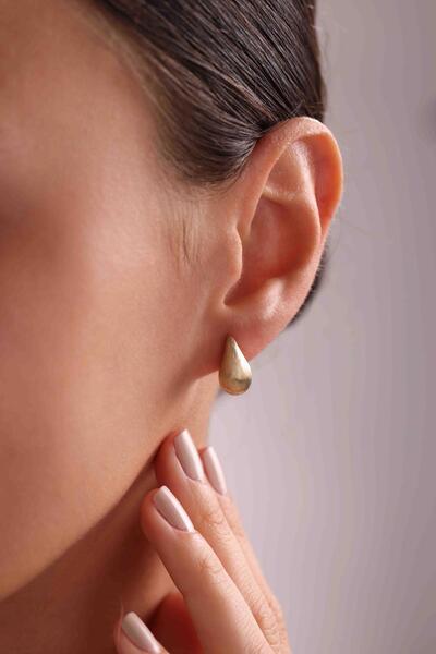 Bayar Gold 14 Ayar Altın Kumlu Damla Küpe