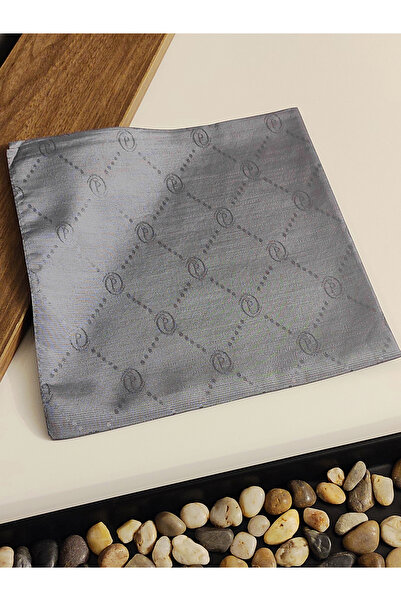 İpekel Gri Monogram Desenli Jakarlı Eşarp