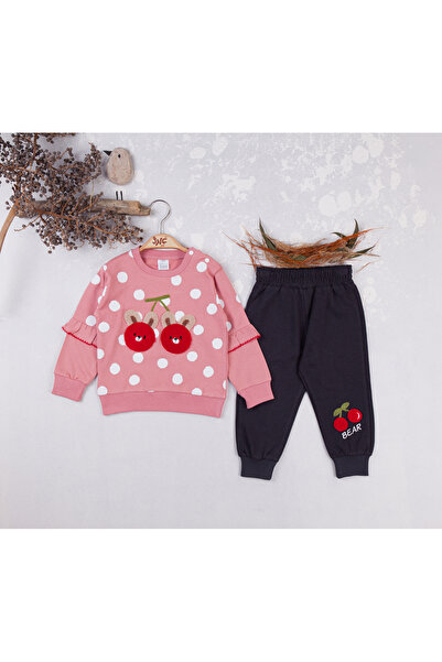JNF kids Baby Girl Cotton Frilly Cherry Printed Double Set