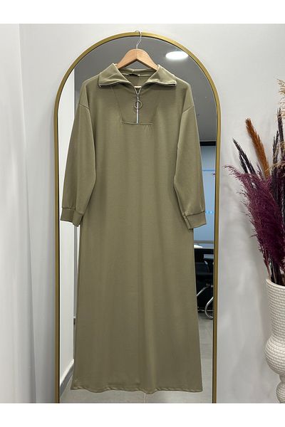 Ebrar Store Mint Drop Half Zipper Dress - Na2333