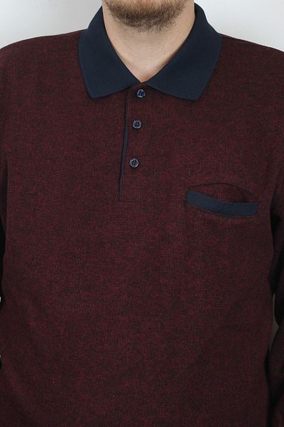 TANİŞ GİYİM Plus Size Oversized Thessaloniki Knit Polo Neck Men's Sweatshirt - with Pockets, Burgundy