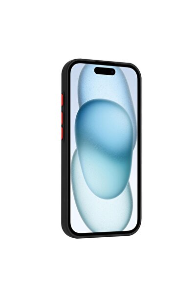 Fibaks Apple iPhone 16 Pro Max Case Camera Protected Black Silicone Cover with Card Holder Wallet Red Keys