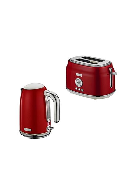 Berghoff Gem Retro Red Two Slice Toaster & 1.7 Liter Red Kettle