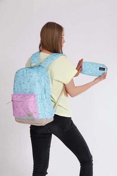 KAUKKO Witchlight School Bag - 41x26x19 Flamingo Pattern (K1340)