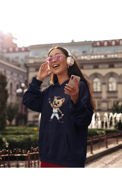 Tshirto CATCURRY Принт 3 нитки Шардон Синій/Бежевий/Чорний Світшот з капюшоном Hoodie