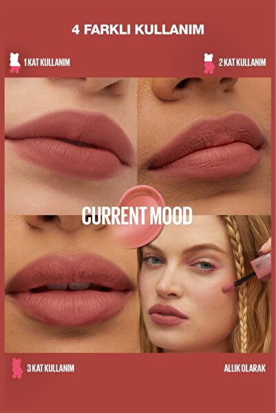 Maybelline New York Maybelline Super Stay Teddy Tint Uzun Süre Kalkıcı Likit Mat Tint 10 Current Mood