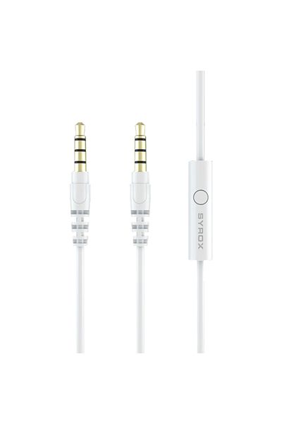 Syrox C118 Audio Aux Audio Transfer Cable with Microphone 3.5mm 1.5Mt