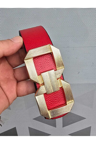 Kemerix Women's Double-Way Red-Black Belt with Gold Buckle