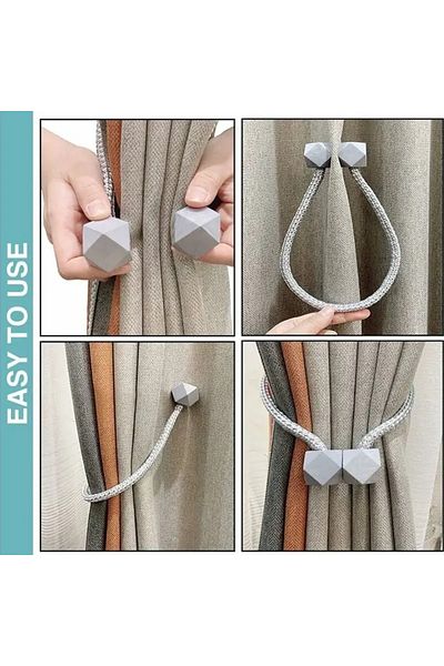 safestore 2Pcs Square Model Magnetic Curtain Clips - Interior Decoration Buckle Curtain Holder Accessory