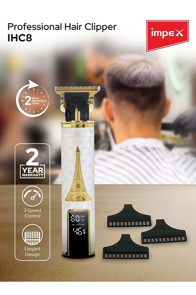 İMPEX Professional Hair Clipper Hair Trimmer With Digital LED Display Rechargeable Haircut & Grooming Kit