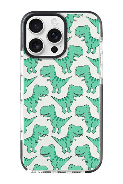 shoptocase حافظة هاتف آيفون 16 برو متوافقة مع نمط الديناصور الأسود المؤثر