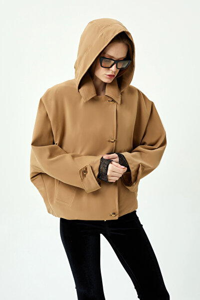 SAINT ONES - STONES-Kapüşonlu Oversize Kısa Ceket