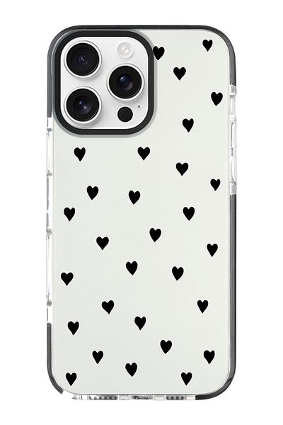 shoptocase حافظة هاتف متوافقة مع هاتف iPhone 16 PRO بنمط قلوب سوداء