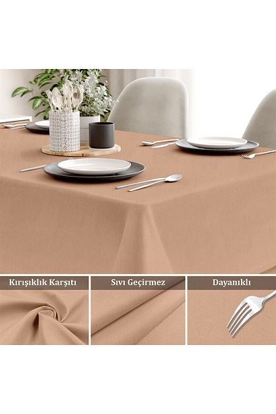 Evim Canvas Salmon Liquid Proof Stain Resistant Tablecloth