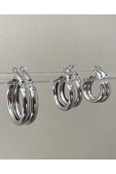 MRK Gold 3 Boy Çift 6'lı Halka Küpe Seti