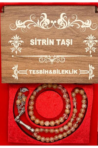 grs oyuncak AHŞAP KUTUDA SİTRİN TAŞI TESBİH-BİLEKLİK SETİ