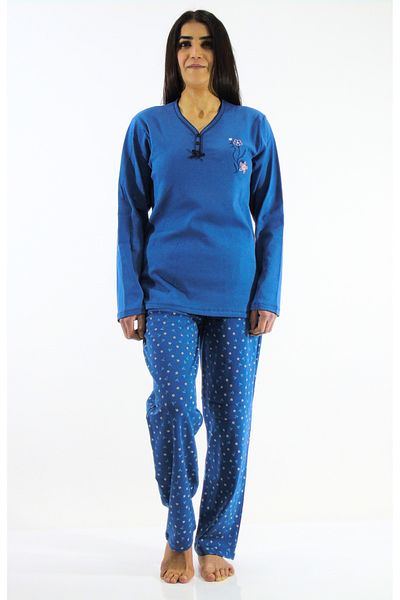 mefa Set pijama interlock cu nasturi cu guler