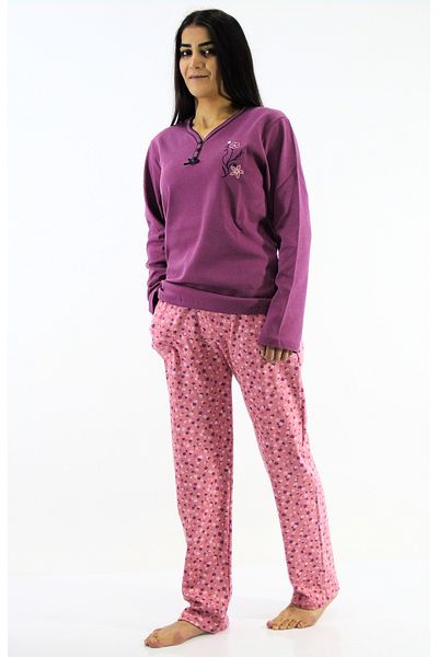 mefa Set pijama interlock cu nasturi cu guler