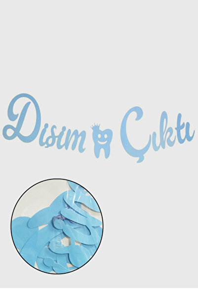 Parti dolabı 1 Adet Mavi Dişim Çıktı Kaligrafi Uzar Süs Banner Diş mevlidi Diş Partisi Yazısı 160cm