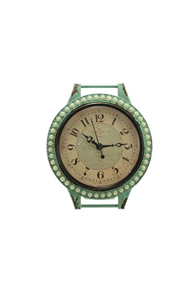 Brandi İnci Taşlı Turkuaz Retro Masa Saati