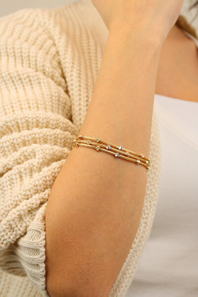 Net Kuyumculuk 3 Sıra Dorika Bileklik 14 Ayar Altın Bileklik 18 cm 9,74 gram