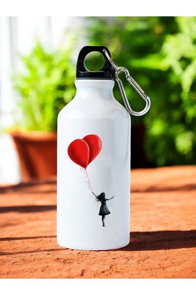 lili hediyelik Girl in the Hand of Balloons Printed Water Bottle