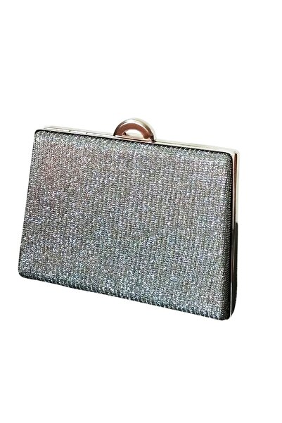 CAŞ DEKORASYON Anthracite Color Glitter Evening Dress Portfolio Bag