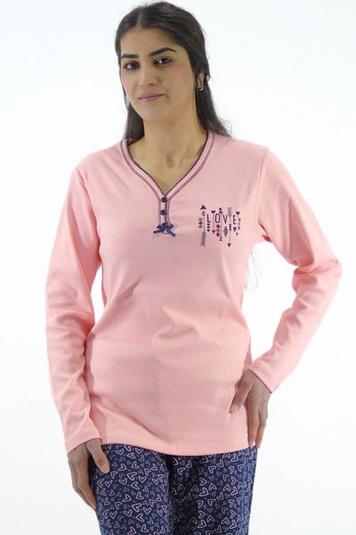 mefa Set pijama interlock cu nasturi cu guler