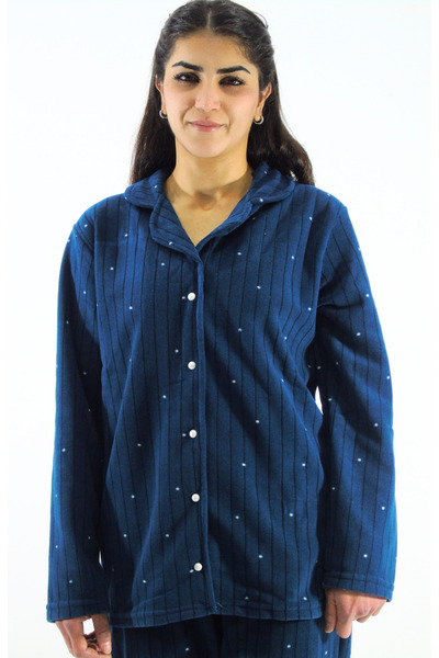 mefa Önden Düğmeli Polar Pijama Takımı