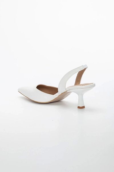 MFT AYAKKABI 5 cm Thin Heels Pointed Toe Women's Shoes White