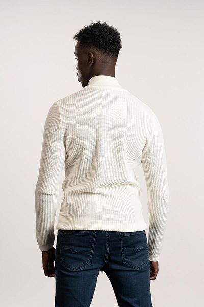 FBI Zip-Up Fisherman Self-Striped Braided Lycra Slimfit Knitwear Sweater