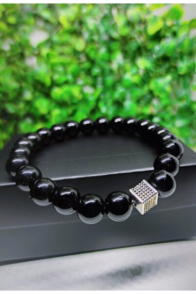 tuba tesbih gümüş Parlak Oniks taşı bileklik