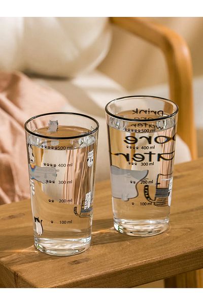 LC Waikiki Black Printed Water Glass 2 Pack 570 ml