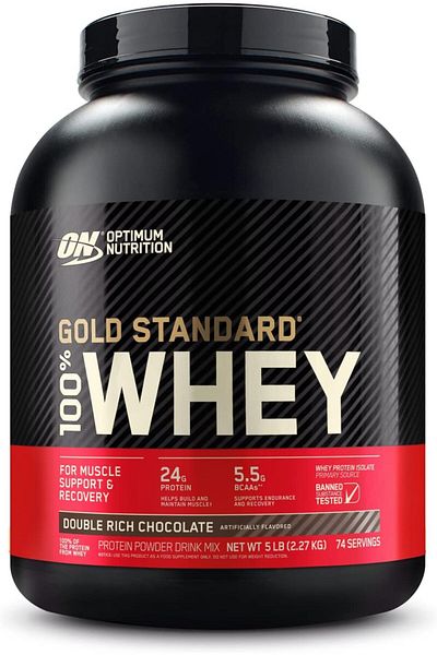 Optimum Nutrition بروتين مصل اللبن جولد ستاندارد 100%، شوكولاتة غنية مزدوجة، 5 رطل