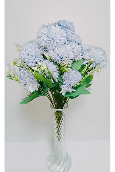 OSO HOME Floare artificială de crizantemă cu aspect elegant 1 buchet culoare albastră 9 ramuri 33 cm