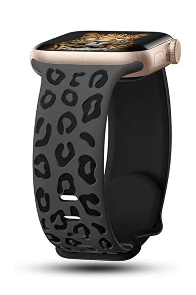Alstrap Apple Watch 6 7 8 9 10 Se Ultra Uyumlu44-45-46-49mm Leopar Desenli Si...