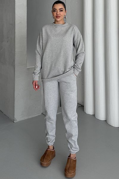 MODAGEN Women's Grimelange Crew Neck Solid Bottom-Top Tracksuit Set